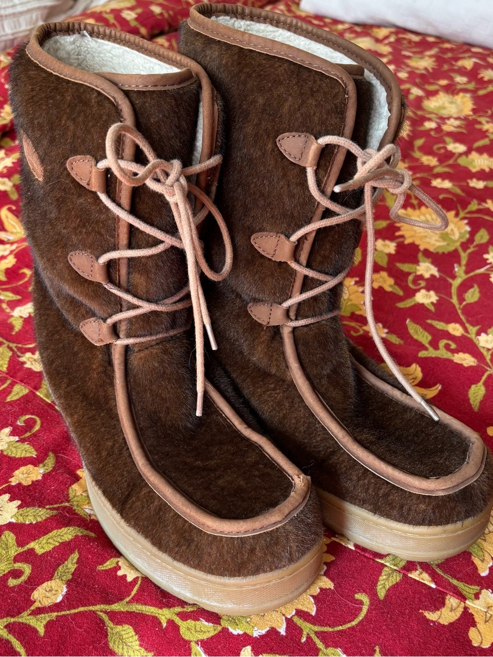 LLBEAN faux fur LACE UP lined boots Women’s 11